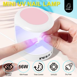 NXJ INFILILA Mini UV Light for Gel Nails, Quick-Dry Mini Nail Lamp 16W, Portable UV Light for Easy and Fast Nails Extension, 180° Opening Design USB Nail Dryer Curing All Gels (Pink)