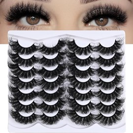 Yaiseiko Pestañas Postizas De Visón Sintético, Finas, Largas Y Tupidas, Efecto Mega Look, Volumen 5D, Dramáticas, 25 Mm, Resistentes Al Agua, Suaves, 