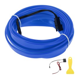 A ABSOPRO 4m EL Wire Cable LED Glow String Light Car Interior Lighting Strip Flexible Neon Light for Car Decoration Wiring Driver(12v) Blue