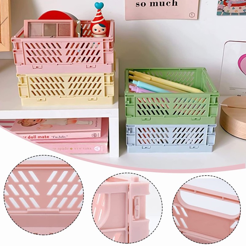 Folding Box Plastic Folding Basket Foldable Pack of 5 Sturdy