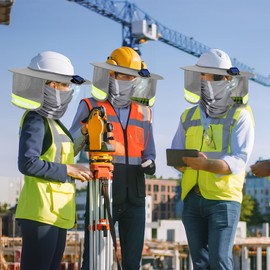 1 Set Solar Fan Hard Hat Sun Shade with Face Shield, Outdoor Fishing Hat Sun Visor for Men Women, Construction Work Accessories Full Brim Mesh Sunshade with Reflective Strip (Gray)