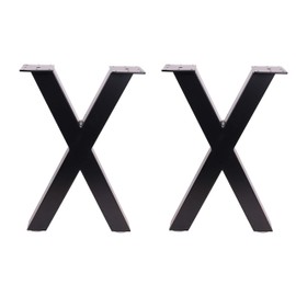ECLV 18" Dining Bench Legs, X-Shaped Steel Table Legs - Set of 2, Black