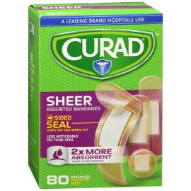 Curad Sheer Bandages Assorted Sizes 80 EA