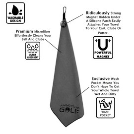 Magnetic Golf Towel with Exclusive Wash Pocket I Industrial Strength Magnet I Premium Microfiber I Scrub Pad (Original Large (Tall Boy), Pink)