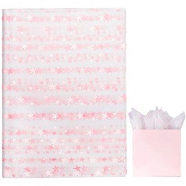 Star Tissue Paper,20sheets 50x35cm Christmas Tissue Paper for Wrapping Gifts,White Pink Star Wrapping Paper for Wedding Birthday Gift Wrapping Paper