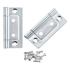 sourcing map 2Pcs 2x1 Inch Door Hinges Non-Mortise No Noise Bifold Door Hinges Plating for Cabinet Furniture Window Wardrobe with Screws, White Zinc