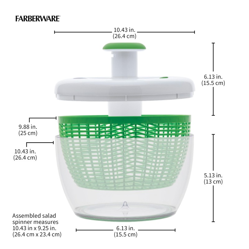 Farberware Easy to use pro Pump Spinner with Bowl, Colander