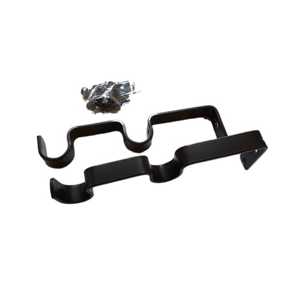 Bestshopno1 19mm Chrome Black Silver Double Curtain Pole holder Brackets