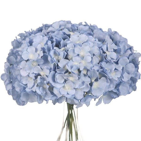 LUSHIDI 10PCS Artificial Hydrangea Flowers, Fake Hydrangea Silk Flowers Heads