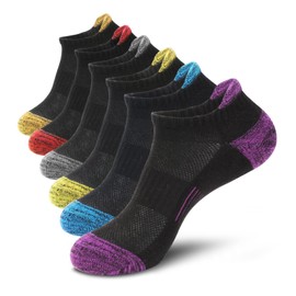 BUDERMMY Running Ankle Socks for Women Athletic Cotton Cushioned 5-6 Pairs Workout No Show Socks Women (8-10, Black 6 Pairs)