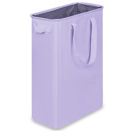 efluky Slim Laundry Basket, Narrow Laundry Hamper with Handles, Collapsible Dirty Clothes Hamper, Tall Laundry Bin for Laundry Room, Dorm and Bedroom, 12.7 Gallons(48L) Light Purple
