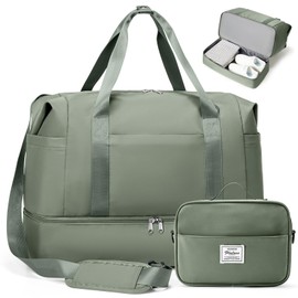 Travel Duffel Bag, Weekender Bags for Women with Shoe Compartment,2Pcs Set