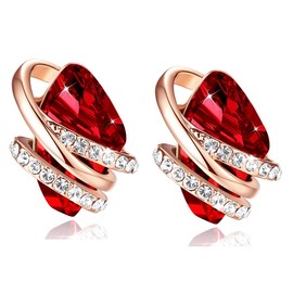 Leafael Wishstone Crystal Stud Earrings for Women, Birthstone Crystal Earrings with Healing Stones, Silver-tone or Rose Gold Earrings, Allergy-Free Jewelry for Women with Gift Box