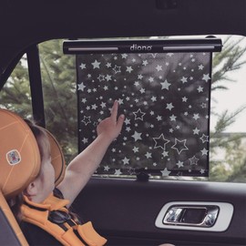 Diono Starry Night Car Window Shade for Baby, Retractable Car Sun Shade for Blocking Sun Glare, UV Rays with Glow in The Darks Stars, Black