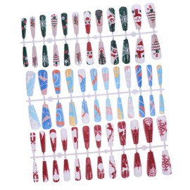 WOONEKY 3pcs Christmas Decorative Fake Nail Tips Unique Nail Art Supplies Easy Application for Festivals Special Occasions Chic Design for Types Random Style