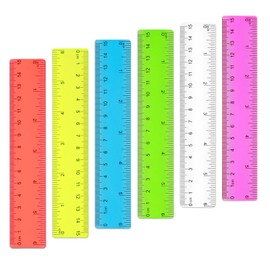DSLSQD 6 Pack Rulers for Kids, Assorted Colors Plastic Ruler 6 Inch Clear Ruler Small Ruler with Centimeters and Inches Shatterproof Kids Ruler for School Classroom Home Office