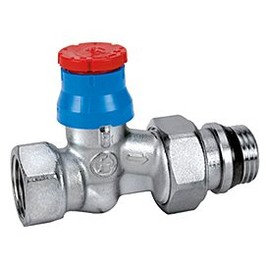 Giacomini R470FX013 Radiator system kit (valve and lockshield valve) with R470 thermostatic head iron pipe connection 1/2" - straight