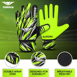 TOROGA Football Goalkeeper Gloves For Boys kids Children Youth Soccer Goalie Glove with Super Grip Palms (Fluorescent Yellow, 5)