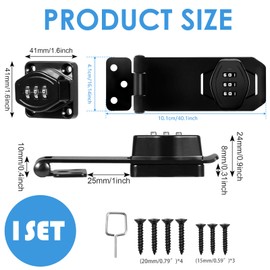 YanBous Hasp Lockable 4 Inch Security Hasp, Combination Lock, Door Lock, Cabinet Lock, Black Metal Door Bolt for Small Doors in Cupboards, Drawer Cabinets (Black)