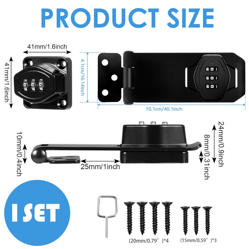 YanBous Hasp Lockable 4 Inch Security Hasp, Combination Lock, Door