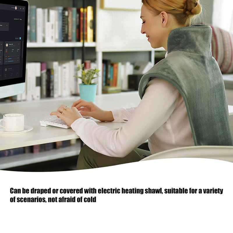 Back Heating Pad Dark Grey Soft Plush Hands Free Design