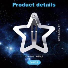 CHANZET 30pcs Snap Star Hair Clips Silver Hair Barrettes for Women Girls, Metal Small Hair Clips Y2K Cute Star Hair Accessories for Thick Thin Hair Styling