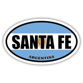8.5x14 inches Large Santa Fe Argentina Flag Oval Sticker Construction Machine, Car, Truck, Locker, Wall, Window, Luggage