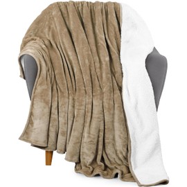 Utopia Bedding Sherpa Blanket Throw Size [Camel, 50x60 Inches] - 480GSM Thick Warm Plush Fleece Reversible Blanket for Bed, Sofa, Couch, Camping and Travel