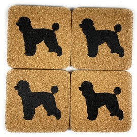 FunForFriendz Dog Gift Cork Drink Coasters Set of 4- Basic Design Dog Decor - Perfect Decoration for Puppy Lovers (Poodle,3 7/8 inch x1/4 inch )