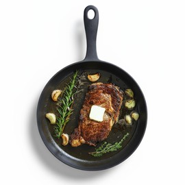 Flambo Flambo 12 Inch Cast Iron Skillet - Naturally Non-Stick, Pre-Seasoned Frying Pan, Smooth Nonstick Finish for Grilling, Frying, Sauteing, Searing, Baking - Use on Oven, Stove, Grill, or Campfire