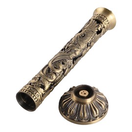 Tiardey Incense Tower Burner Incense Stick Holder Bronze Tone Dragon Phoenix Relief Incense Burner Holder Craft Ornaments Tea Room Decoration