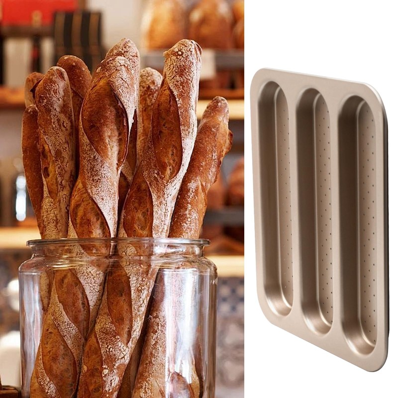 BSDLZCH Durable Carbon Steel Baguette Baking Molds, Nonstick French Bread