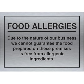 Food Allergy and Intolerances Safety Sign Notice Allergen A4 Silver 297 x 210mm