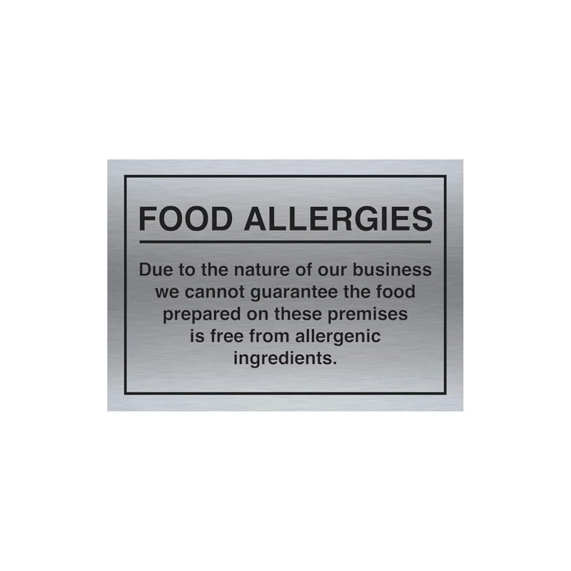 Food Allergy and Intolerances Safety Sign Notice Allergen A4 Silver