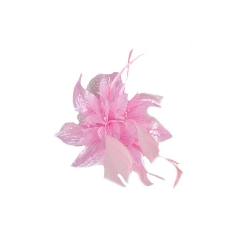 Flower Net and Feathers Fascinator On A Comb 9 Colours