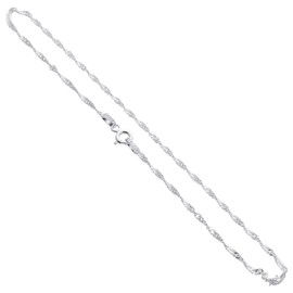 Gem Avenue 925 Sterling Silver 1.5mm Singapore Foot Chain with Spring Ring Clasp 9 Inch Long Anklet for women