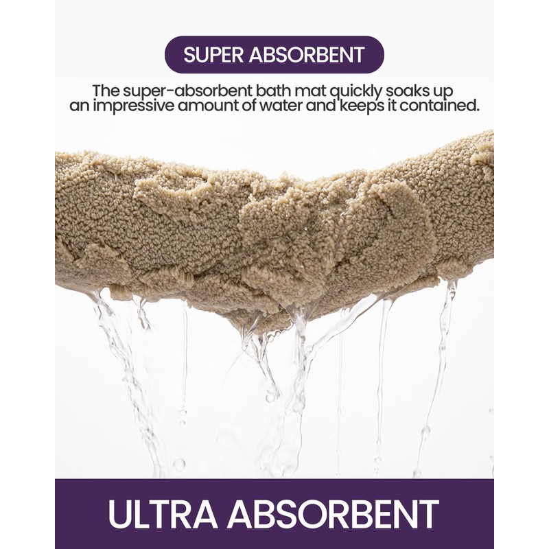 DEXI Bathroom Rug 17x30, Non Slip Washable Bath Mat for