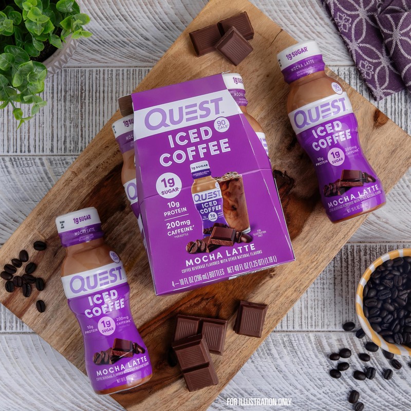 Quest Nutrition Iced Coffee, Mocha Latte, 1g of Sugar, 10g