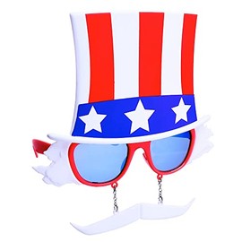Sun-Staches UV400 Costume Sunglasses Uncle Sam Blue Lens