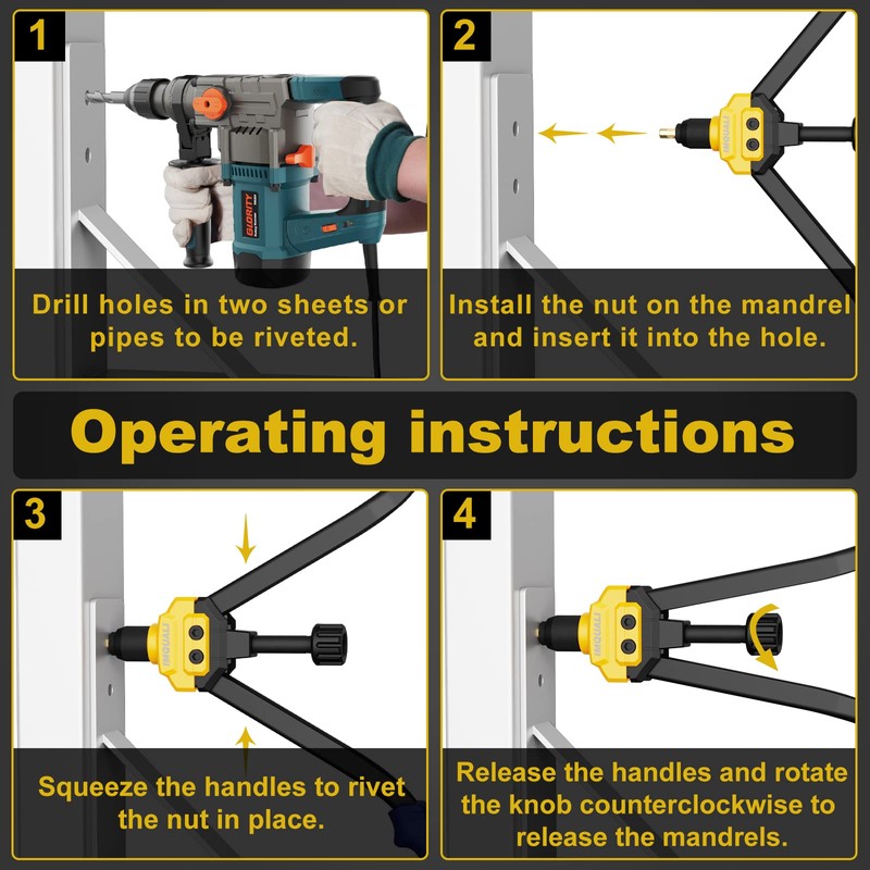 IMQUALI Rivet Nut Tool Rivet Nut Kit, 16" Rivnut Tool