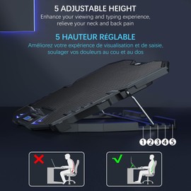 TopMate C5 12-15.6 inch Gaming Laptop Cooler Cooling Pad | 5 Quiet Fans and L...