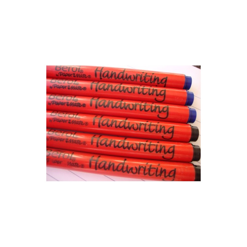 Berol Handwriting Pens 6 Pack MIXED (3 x Blue +
