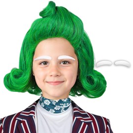ColorGround Green Styled Heat Resistant Natural Costume Wig for Cons and Party (Bright Green for Kids)