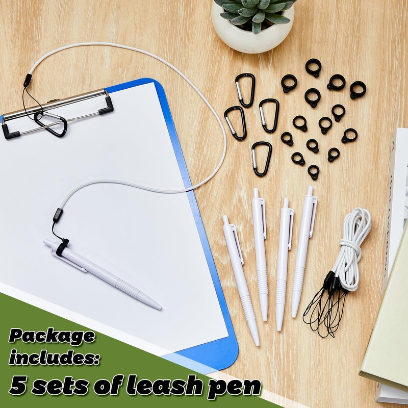 Lewtemi 5 Sets 24 Inch Pen Leash for Clipboard Lanyard
