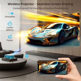 Nasin Mini Projector, 1080P Supported WiFi & Bluetooth Projector, Portable Outdoor Movie Projector, For Home Theater, Wireless Screen Mirroring with iOS/Android/Tablet/Laptop/TV Stick, HDMI/USB/Type C