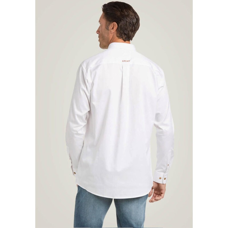 ARIAT Men’s Solid Twill Fitted Shirt White