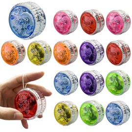 Golgner Pack of 15 LED Light YoYo, Plastic Responsive Yoyo, Reactive Ball Bearing JoJo, JoJo Luminous, JoJo Toy for Beginners and Children, for Party Favours, Prices