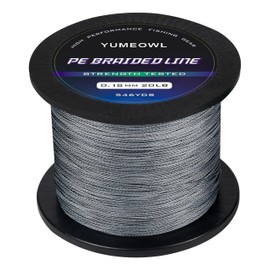 YUMEOWL Braided Fishing Line - Ultra-Thin Diameter, Zero Stretch, Abrasion Resistant, 4 Strand, Gray - 164YDS/4LB/0.05MM - Superline for Anglers