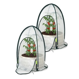 Pop up Greenhouse Tent Cover Tunnel Plant House,Large Gardening Flower Sunshine Room with Mesh Windows,Backyard PE Cover for Cold Frost Protector with Stakes and Rope Guys (Mini Size 29″)
