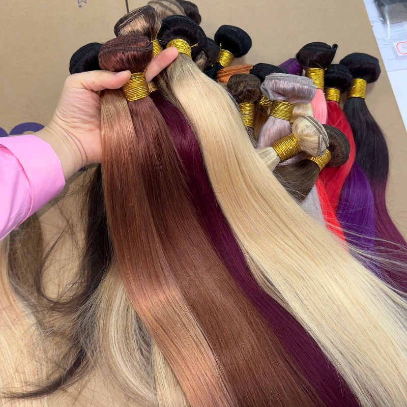 100% Unprocessed Raw Human Hair Extensions Single Donor Double Weft